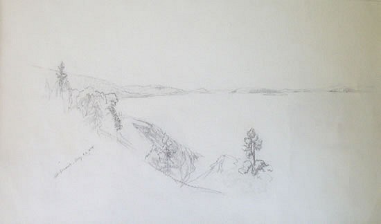 Aaron Draper Shattuck, Mt. Desert
pencil on paper, 10 1/2" x 17 3/4" ss
inscribed, Mt. Desert, and dated Aug. 26, 1855
JCA 4143 B
Sold