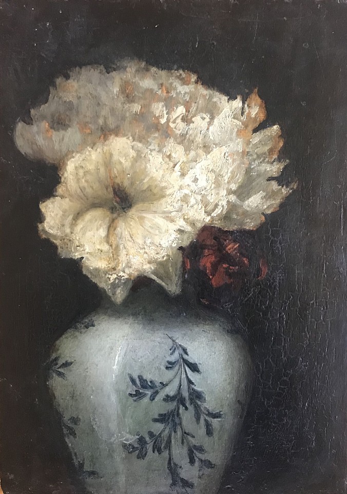 William Gedney Bunce, Peonies in a Vase
oil on panel, 11 1/2" x 8 1/4"
signed W Gedney Bunce verso, inscribed to J Alden Weir
JWC 0119.31
$1,800
