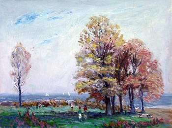 american impressionism/lyme art colony: Roger Dennis Late September, Harkness Park