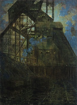 american impressionism/lyme art colony: Harry L(eslie) Hoffman Full Moon at the Collier