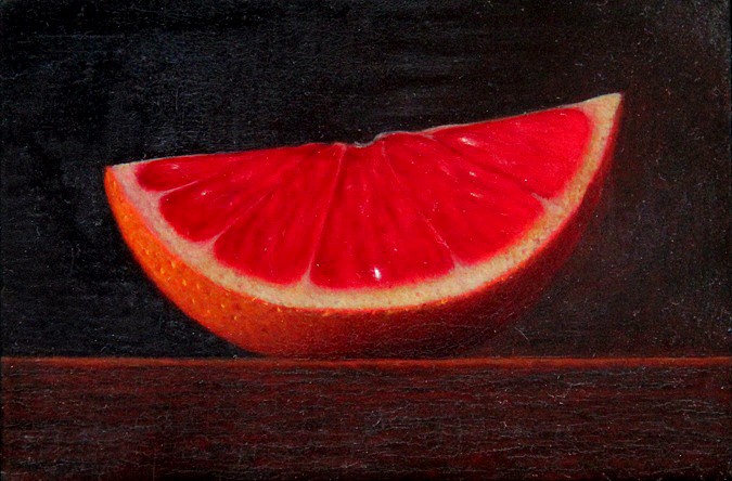 Glen Holland, Blood Orange Slice
oil on board, 3" x 4 1/2"
signed verso, titled and dated 1998
JWC 11/11.04
$1,500