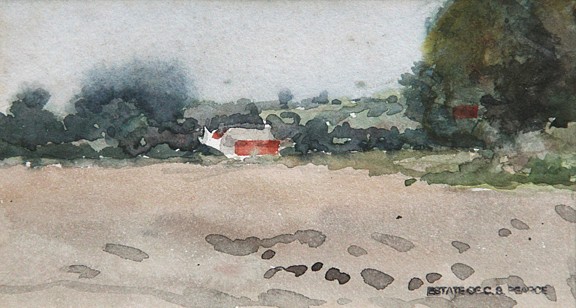 Charles Sprague Pearce, Landscape Study
watercolor on paper, 3 1/8" x 5 7/8" ss
estate stamped lower right
JCA 5655
$1,200