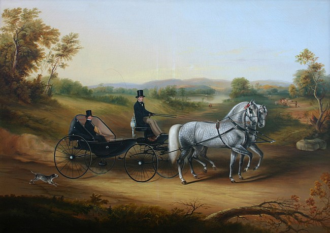 Thomas Kirby Van Zandt, Gentleman's Ride, Outside Albany, 1858
oil on canvas, 39" x 55 1/2"
signed "Van Zandt" and dated "1858"
JWC 11/08
$150,000