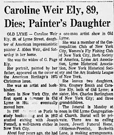 Caro(lyn) Alden Weir Ely Biography