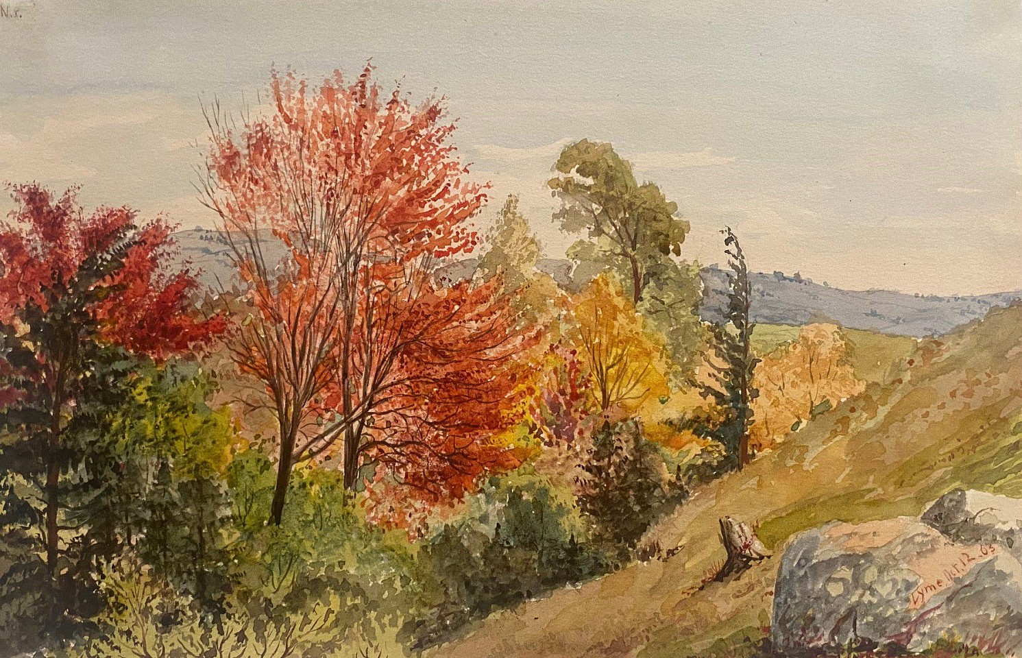 Charles DeWolf Brownell, Hillside, Lyme, 1863
watercolor on paper, 5 1/4"" x 8 1/2""
JCA 6682.01
$1,750