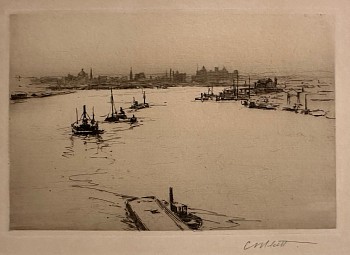prints/drawings: Charles Adams Platt Williamsburg From The Bridge (Sketch), 1889