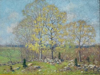 american impressionism/lyme art colony: Clark Greenwood Voorhees Early Spring Landscape