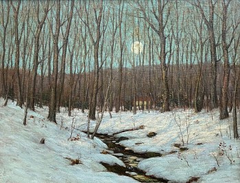 american impressionism/lyme art colony: Clark Greenwood Voorhees Winter Moonrise