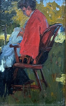 Work: Irving R(amsay) Wiles The Red Kimono, c 1885