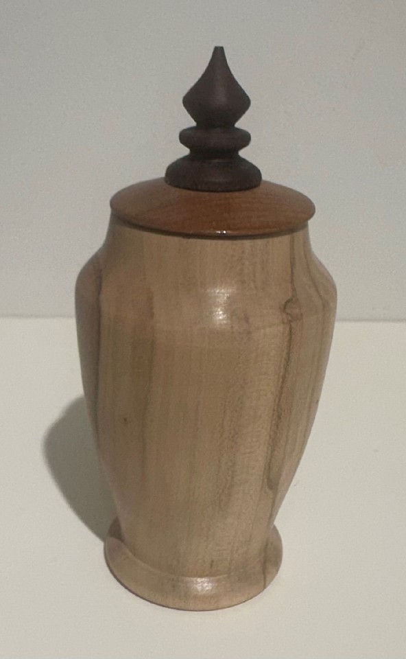 Michael Theise, Lidded Vessel IX
Maple, Bocote, and Walnut, %"" H x 2 1/4""
MTWood1125.09
$325