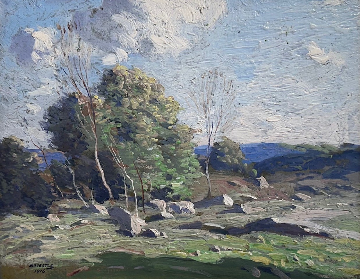 George M. Bruestle, Stony Pasture Lots, 1916
oil on board, 8"" x 10""
JCA 7036
$3,800